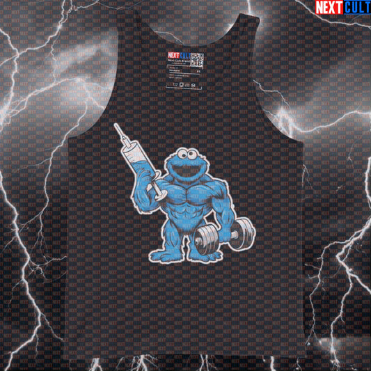 Funny Enhanced Monster Gym Tank Top | Non Natty Muscle Shirt | Gym Bro Workout Vest Tank Tops Bodybuilding Cookie Monster Fitness Gym Steroids TV Workout Next Cult Brand