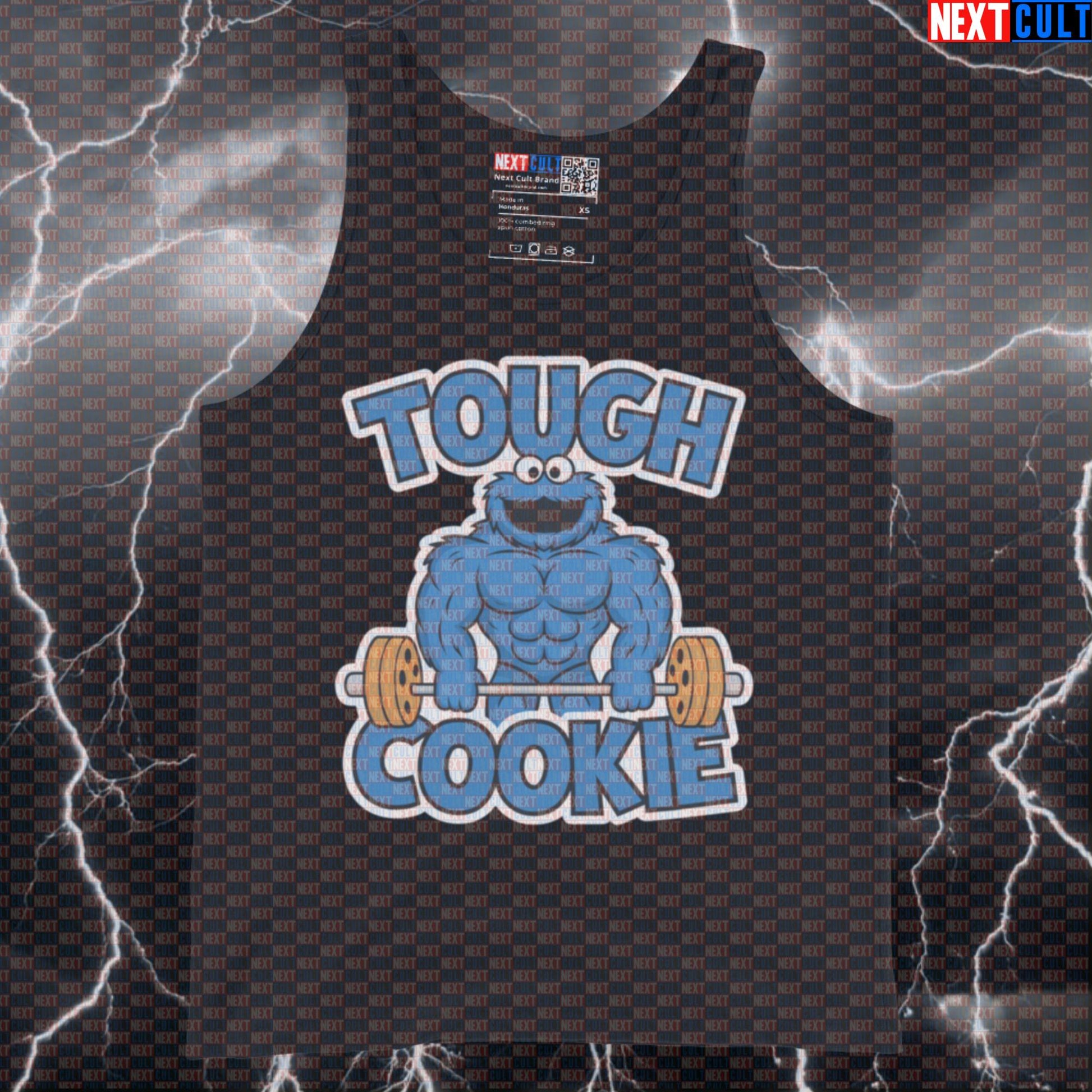 Funny Tough Cookie Gym Tank Top | Muscle Shirt For Lifters & Gym Bros | Fitness Meme Athletic Shirt Tank Tops Bodybuilding Bulking Cookie Monster Fast Food Fitness Gym Powerlifting TV Workout Next Cult Brand