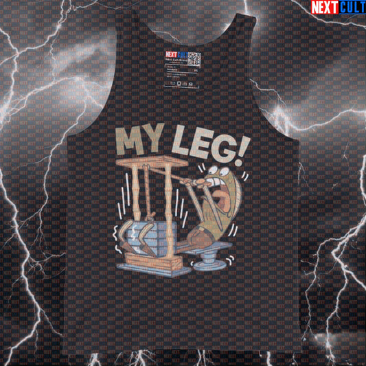 Funny My Leg Hurts Gym Tank Top | Leg Day Workout Muscle Shirt For Lifters & Squat Meme Fans | Vest Tank Tops Bodybuilding Fitness Gym Leg Day TV Workout Next Cult Brand