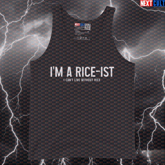 Funny I'm A Rice-ist Gym Tank Top | Bodybuilding Muscle Shirt For Rice Lovers & Lifters | Workout Vest Tank Tops Bodybuilding Bulking Fast Food Fitness Gym Workout Next Cult Brand