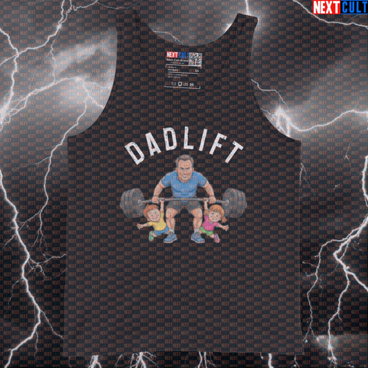 Dadlift Funny Gym Tank Top | Gym Dad Muscle Shirt For Weightlifting & Bodybuilding | Fitness Meme Vest Tank Tops Bodybuilding Father's Day Fitness Gym Home Gym Leg Day Powerlifting Workout Next Cult Brand