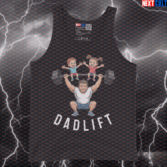 Dadlift Funny Gym Tank Top for Powerlifting Dads | Meme Workout Muscle Shirt for Fitness Dad Strength Tank Tops Bodybuilding Father's Day Fitness Gym Home Gym Powerlifting Workout Next Cult Brand