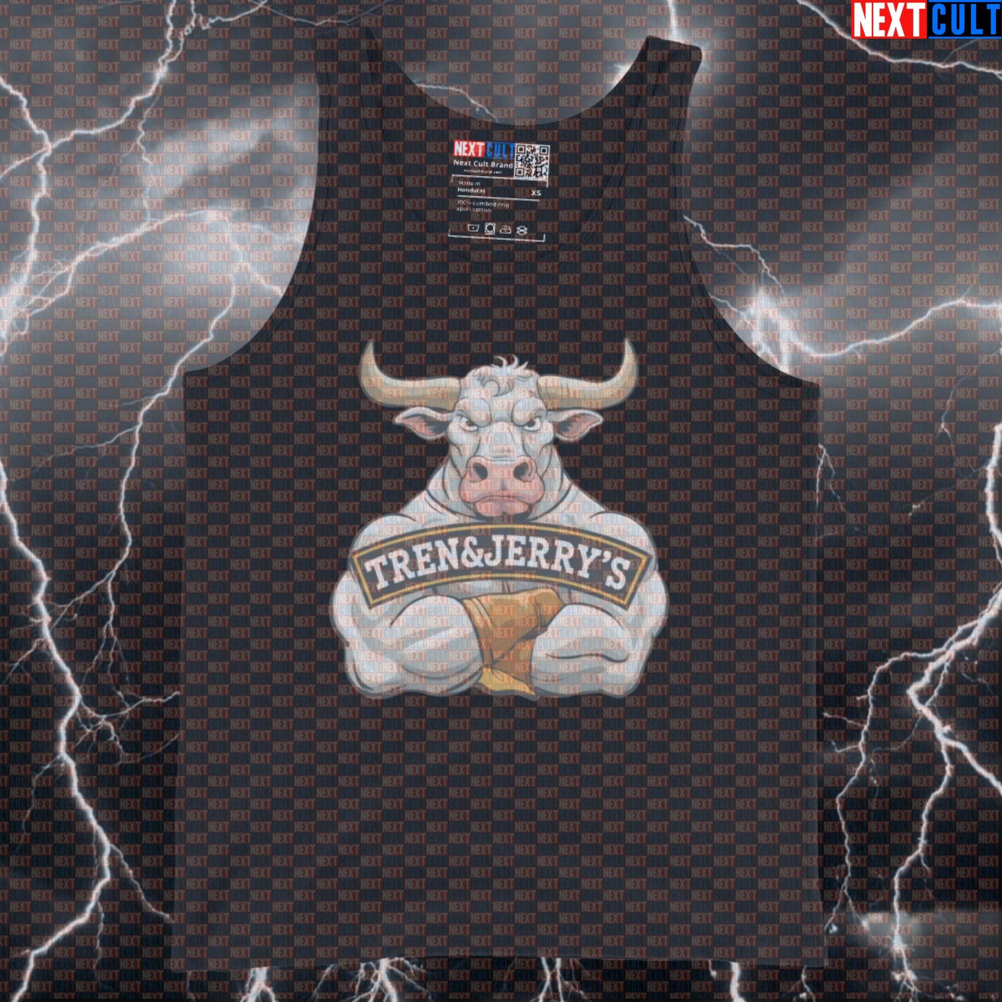 Funny Tren Jerrys Gym Meme Tank Top - Bodybuilding Workout Vest for Lifters & Gym Bros Tank Tops Bodybuilding Fast Food Fitness Gym Steroids Workout Next Cult Brand