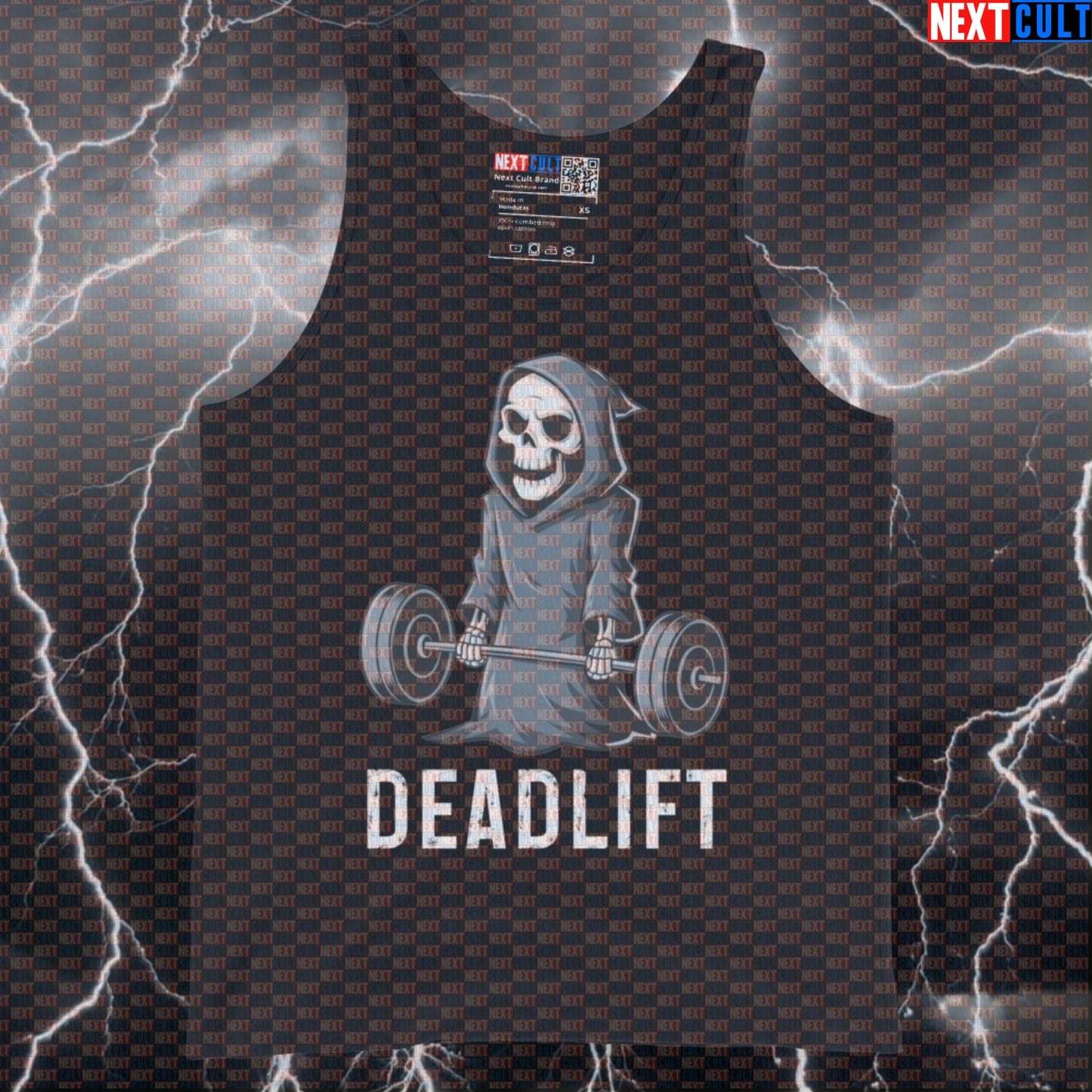 Funny Grim Reaper Deadlift Tank Top | Skeleton Muscle Shirt For Gym Bros & Leg Day Enthusiasts Tank Tops Bodybuilding Fitness Gym Halloween Leg Day Powerlifting Workout Next Cult Brand
