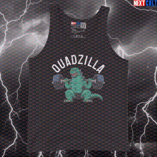 Quadzilla Funny Gym Tank Top | Massive Quads Muscle Shirt For Leg Day | Squatting Meme Athletic Shirt Bodybuilding Fitness Gym Leg Day Powerlifting Workout Next Cult Brand