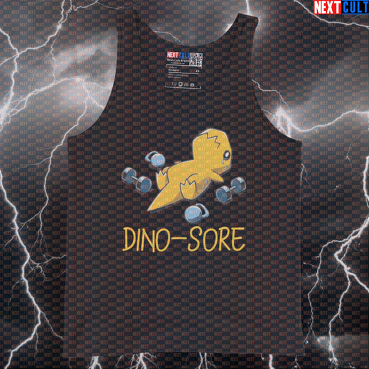 Funny Dino Sore Gym Tank Top | Dinosaur Muscle Shirt For Lifters With Sore Muscles | Fitness Meme Vest Tank Tops Bodybuilding Fitness Gym Workout Next Cult Brand