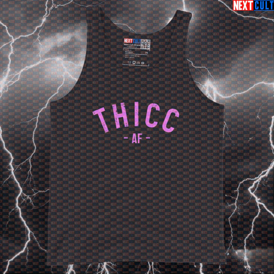 Thicc AF Gym Tank Top | Funny Muscle Shirt For Booty Lovers & Glute Gains | Fitness Meme Athletic Shirt Tank Tops Bodybuilding Fitness Gym Leg Day Workout Next Cult Brand