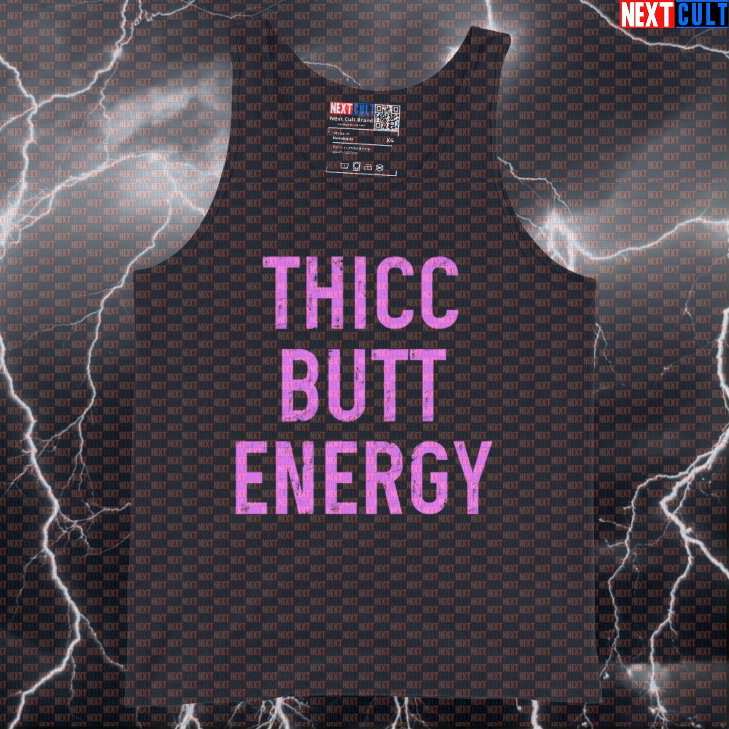 Thicc Butt Energy Funny Gym Tank Top | Muscle Shirt For Leg Day & Squat Lovers | Fitness Meme Vest Tank Tops Bodybuilding Fitness Gym Leg Day Workout Next Cult Brand
