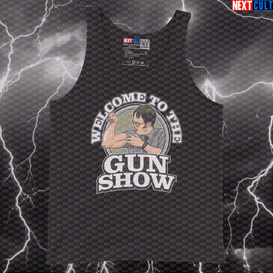 Dwight Schrute Gun Show Gym Tank Top | Funny The Office Muscle Shirt | Bicep Workout Vest for Men Bodybuilding Fitness Gym The Office TV TV Shows Workout Next Cult Brand