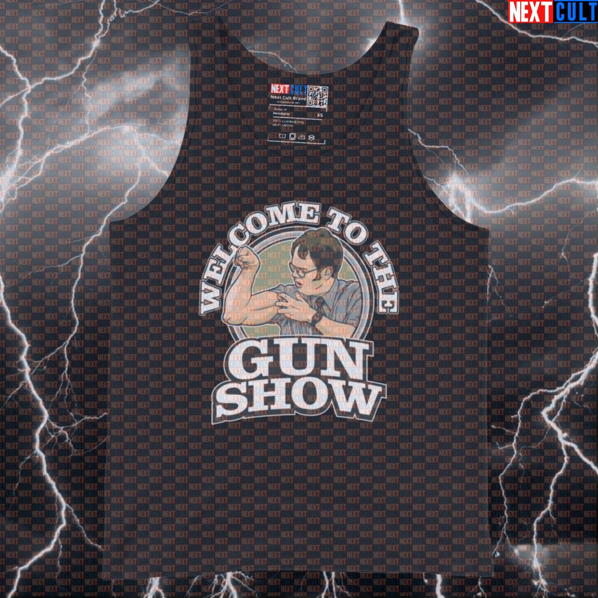 Dwight Schrute Gun Show Gym Tank Top | Funny The Office Muscle Shirt | Bicep Workout Vest for Men Tank Tops Bodybuilding Fitness Gym The Office TV TV Shows Workout Next Cult Brand