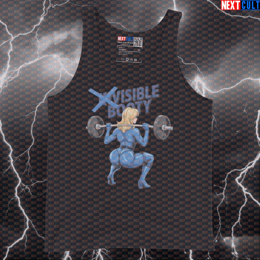 Funny Invisible Booty To Visible Booty Gym Tank Top | Leg Day Motivation Meme Muscle Shirt For Women & Men Tank Tops Bodybuilding Fantastic 4 Films Fitness Gym Leg Day Powerlifting Superheroes Workout Next Cult Brand