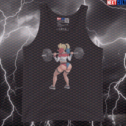 Funny Booty Builder Gym Tank Top | Harley Quinn Muscle Shirt For Leg Day & Squats | Workout Vest Tank Tops Bodybuilding Films Fitness Gym Harley Quinn Leg Day Powerlifting Superheroes Workout Next Cult Brand