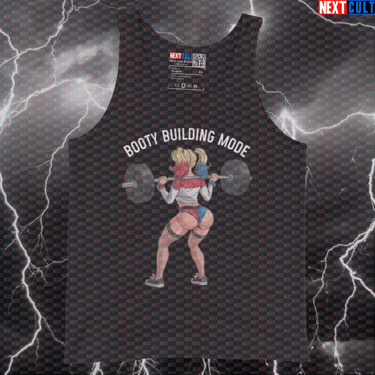 Funny Booty Builder Gym Tank Top | Harley Quinn Muscle Shirt For Leg Day & Squats | Workout Meme Vest Tank Tops Bodybuilding Films Fitness Gym Harley Quinn Leg Day Powerlifting Superheroes Workout Next Cult Brand