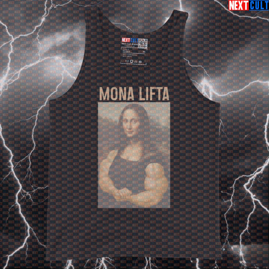 Funny Mona Lifta Gym Tank Top | Mona Lisa Muscle Shirt For Lifters | Artistic Workout Meme Vest Tank Tops Art Bodybuilding Fitness Gym Mona Lisa Workout Next Cult Brand