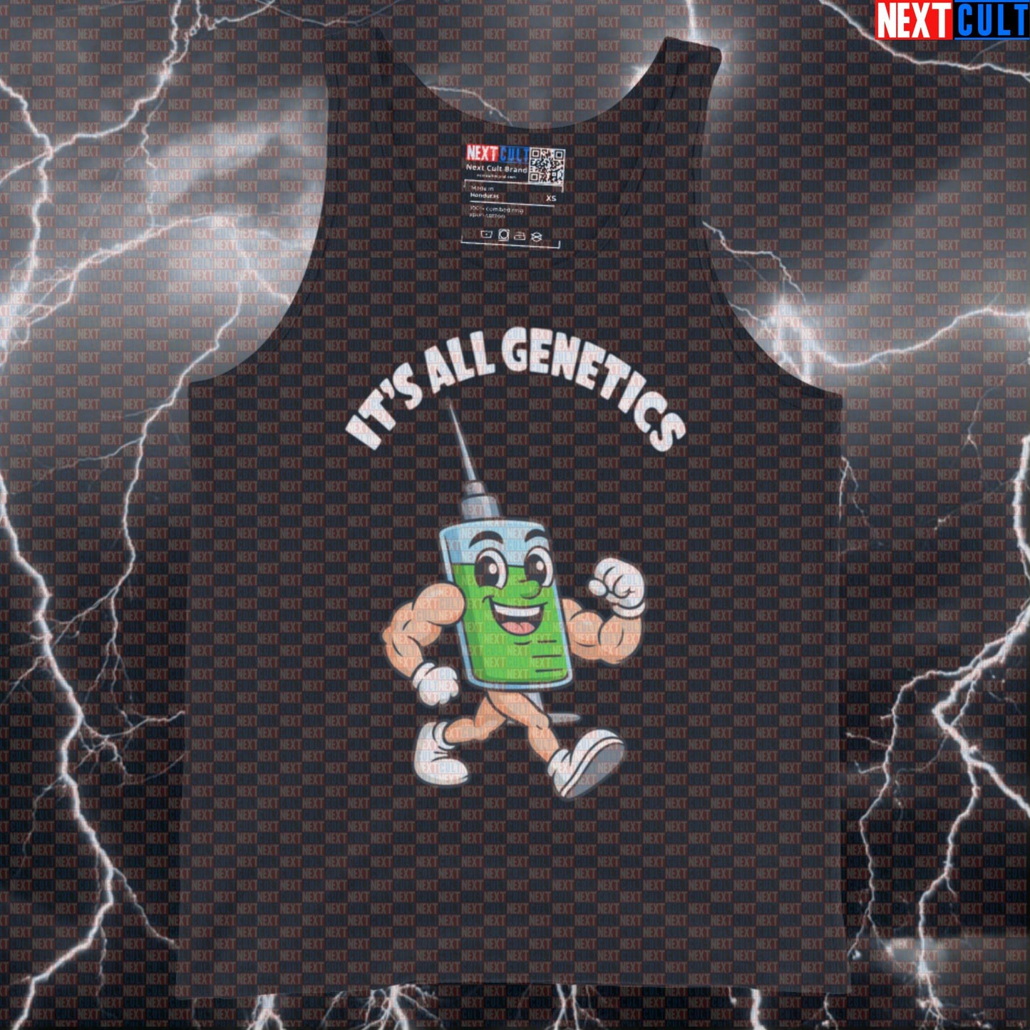 It's All Genetics Natty Or Not Funny Gym Tank Top | Juiced Bodybuilding Meme Muscle Shirt Tank Tops Bodybuilding Fitness Gym Steroids Workout Next Cult Brand