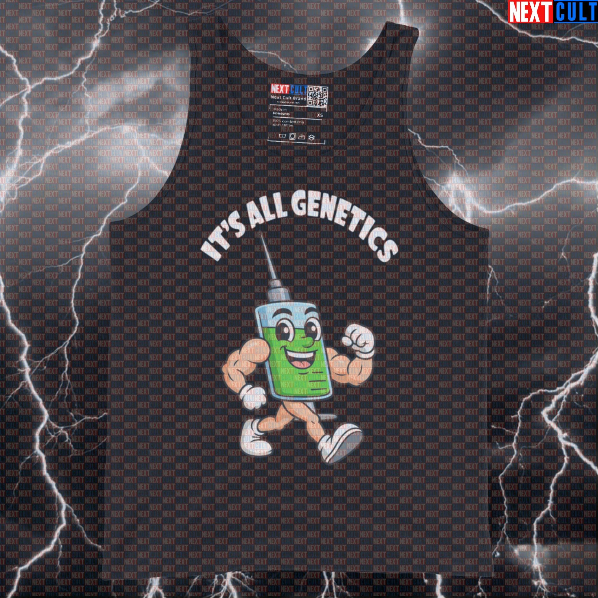 It's All Genetics Natty Or Not Funny Gym Tank Top | Juiced Bodybuilding Meme Muscle Shirt Tank Tops Bodybuilding Fitness Gym Steroids Workout Next Cult Brand