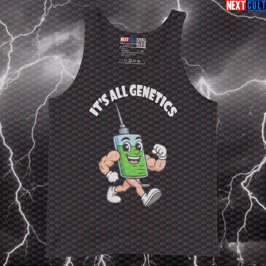 It's All Genetics Natty Or Not Funny Gym Tank Top | Juiced Bodybuilding Meme Muscle Shirt Tank Tops Bodybuilding Fitness Gym Steroids Workout Next Cult Brand