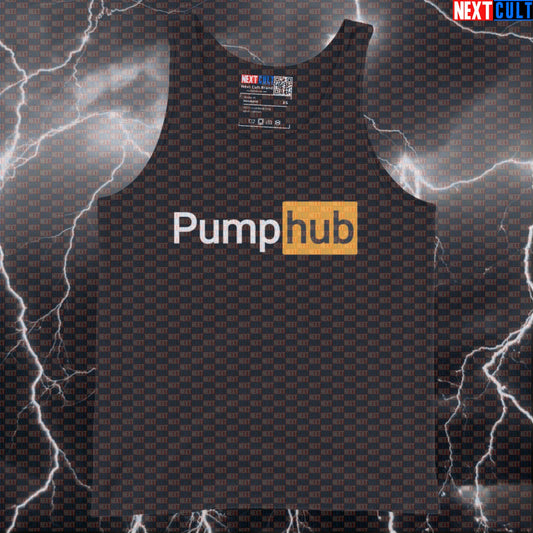 Funny Pump Hub Gym Tank Top | Muscle Shirt For Lifters & Bodybuilding Meme Fans | Workout Vest Tank Tops Bodybuilding Fitness Gym Workout Next Cult Brand