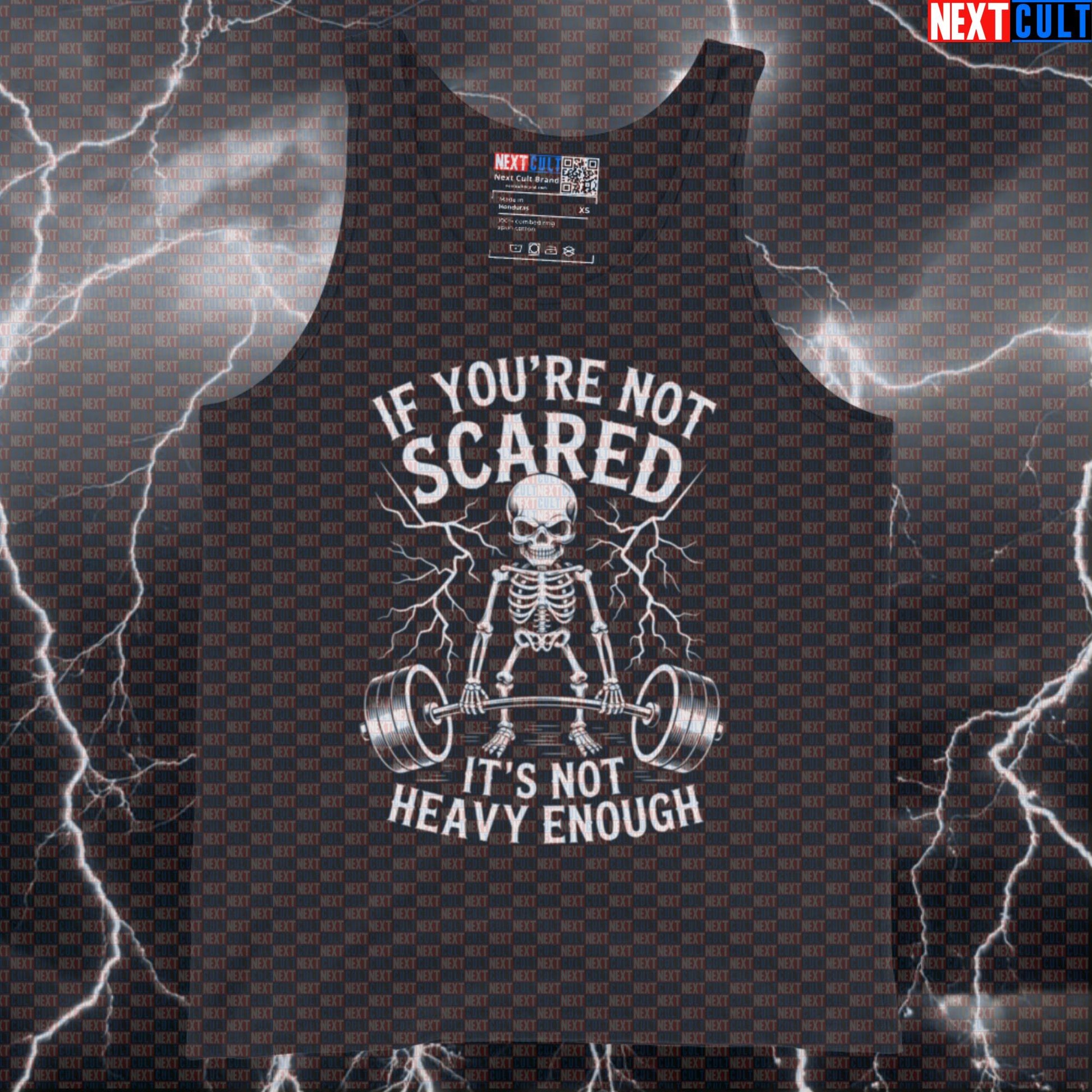 Funny Skeleton Gym Tank Top | If You're Not Scared Muscle Shirt | Powerlifting Workout Vest for Men Bodybuilding Fitness Gym Halloween Powerlifting Workout Next Cult Brand
