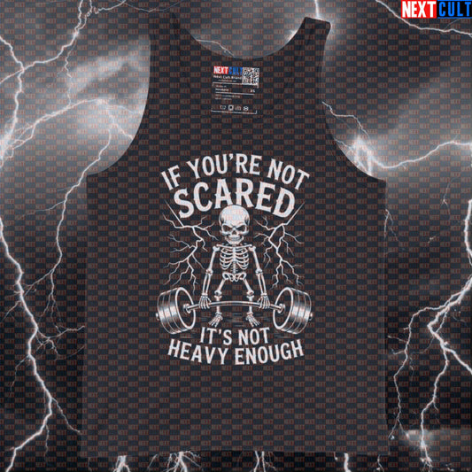 Funny Skeleton Gym Tank Top | If You're Not Scared Muscle Shirt | Powerlifting Workout Vest for Men Bodybuilding Fitness Gym Halloween Powerlifting Workout Next Cult Brand