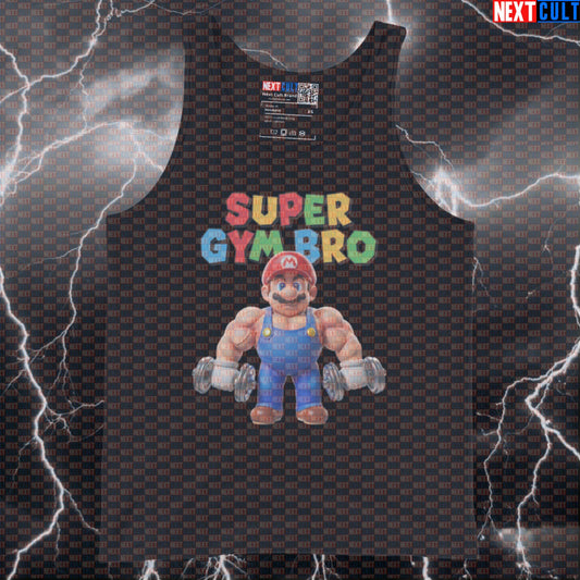 Super Gym Bro Tank Top | Funny Video Game Workout Muscle Shirt | Mario & Smash Bros Gym Meme Vest Bodybuilding Fitness Gym Video Games Workout Next Cult Brand