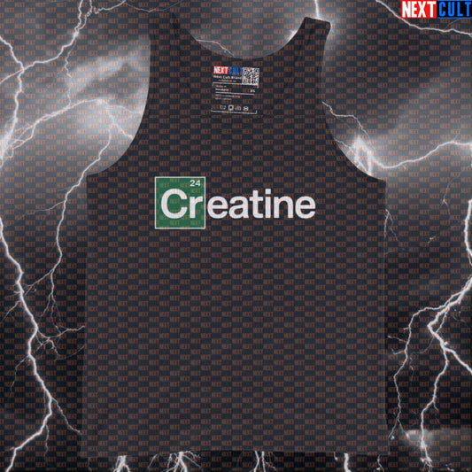 Funny Powered By Creatine Gym Tank Top | Breaking Bad Meme Muscle Shirt For Lifters & Gym Bros Tank Tops Bodybuilding Breaking Bad Fitness Gym TV Workout Next Cult Brand
