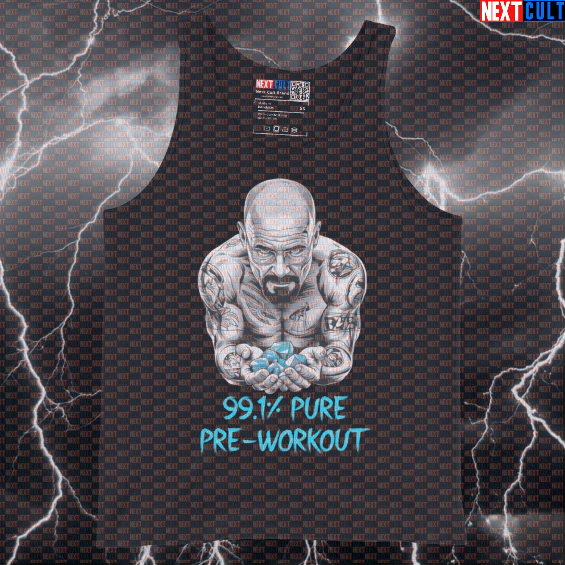 99.1% Pure Pre-Workout Funny Gym Tank Top | Breaking Bad Parody Muscle Shirt For Lifters & Gym Bros Tank Tops Bodybuilding Breaking Bad Fitness Gym TV Workout Next Cult Brand