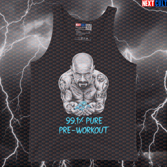 99.1% Pure Pre-Workout Funny Gym Tank Top | Breaking Bad Parody Muscle Shirt For Lifters & Gym Bros Tank Tops Bodybuilding Breaking Bad Fitness Gym TV Workout Next Cult Brand