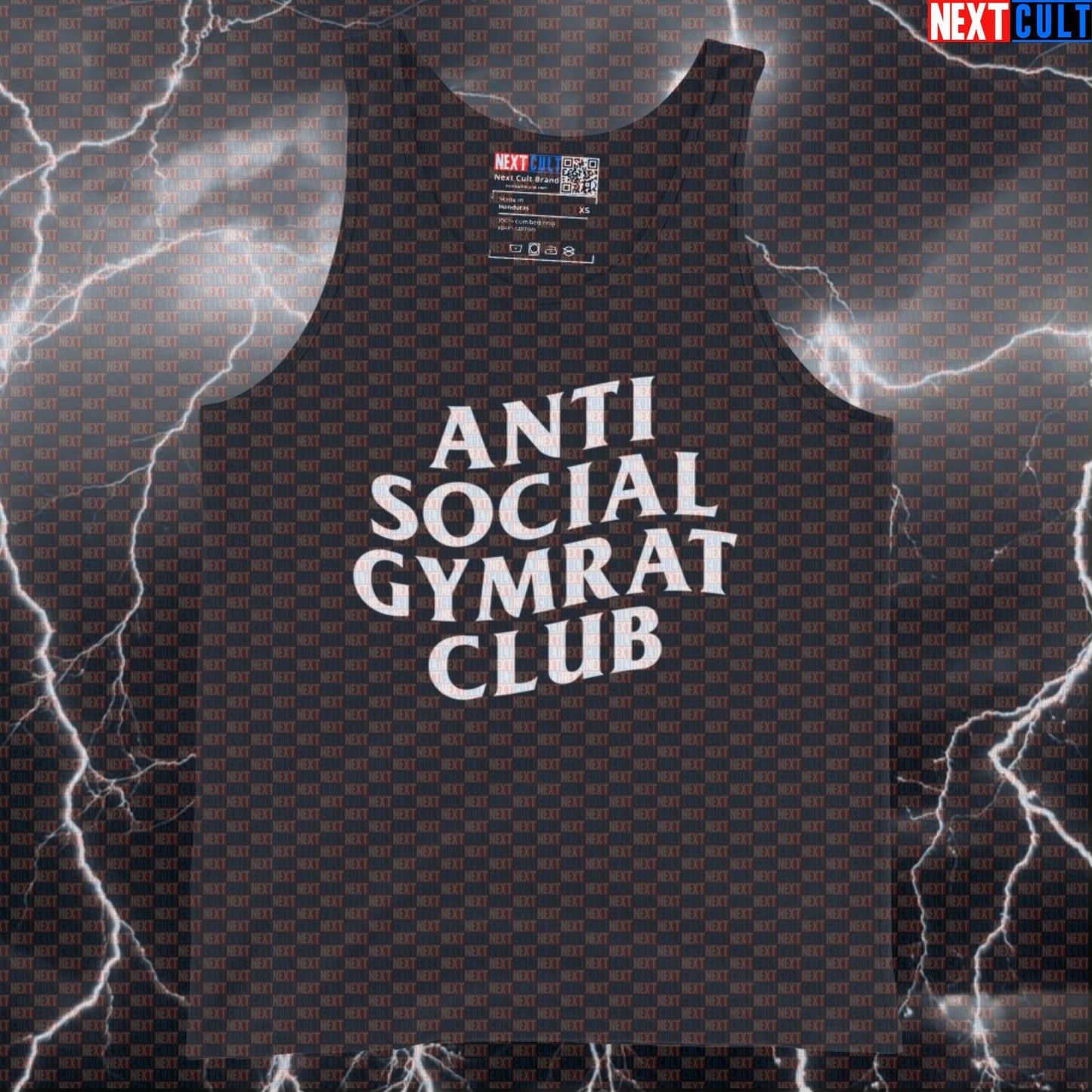 Anti Social Gymrat Club Funny Gym Tank Top | Muscle Shirt For Serious Lifters & Bodybuilding Fans | Workout Vest Bodybuilding Fitness Gym Home Gym Powerlifting Workout Next Cult Brand
