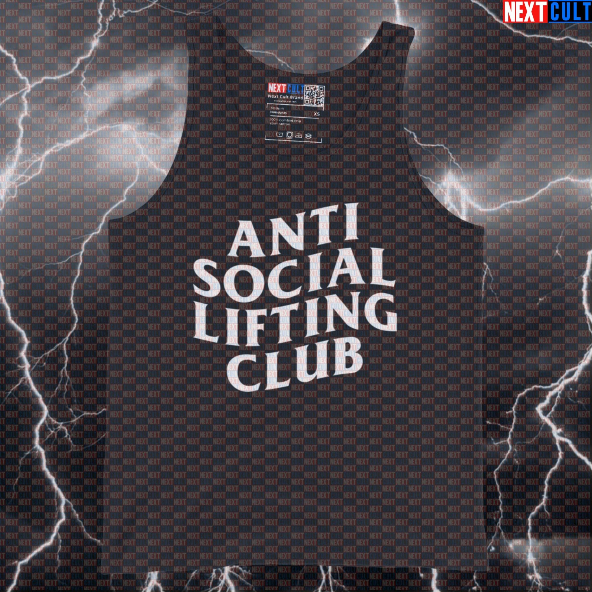 Anti Social Lifting Club Gym Tank Top | Funny Muscle Shirt For Powerlifters & Bodybuilding Fans | Workout Vest Bodybuilding Fitness Gym Home Gym Powerlifting Workout Next Cult Brand