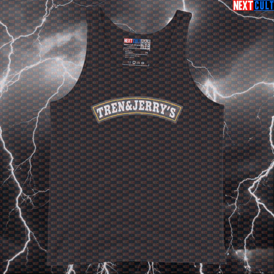 Funny Tren Jerrys Gym Tank Top | Not Natty Muscle Shirt For Bodybuilders | Fitness Meme Athletic Shirt Bodybuilding Fast Food Fitness Gym Steroids Workout Next Cult Brand