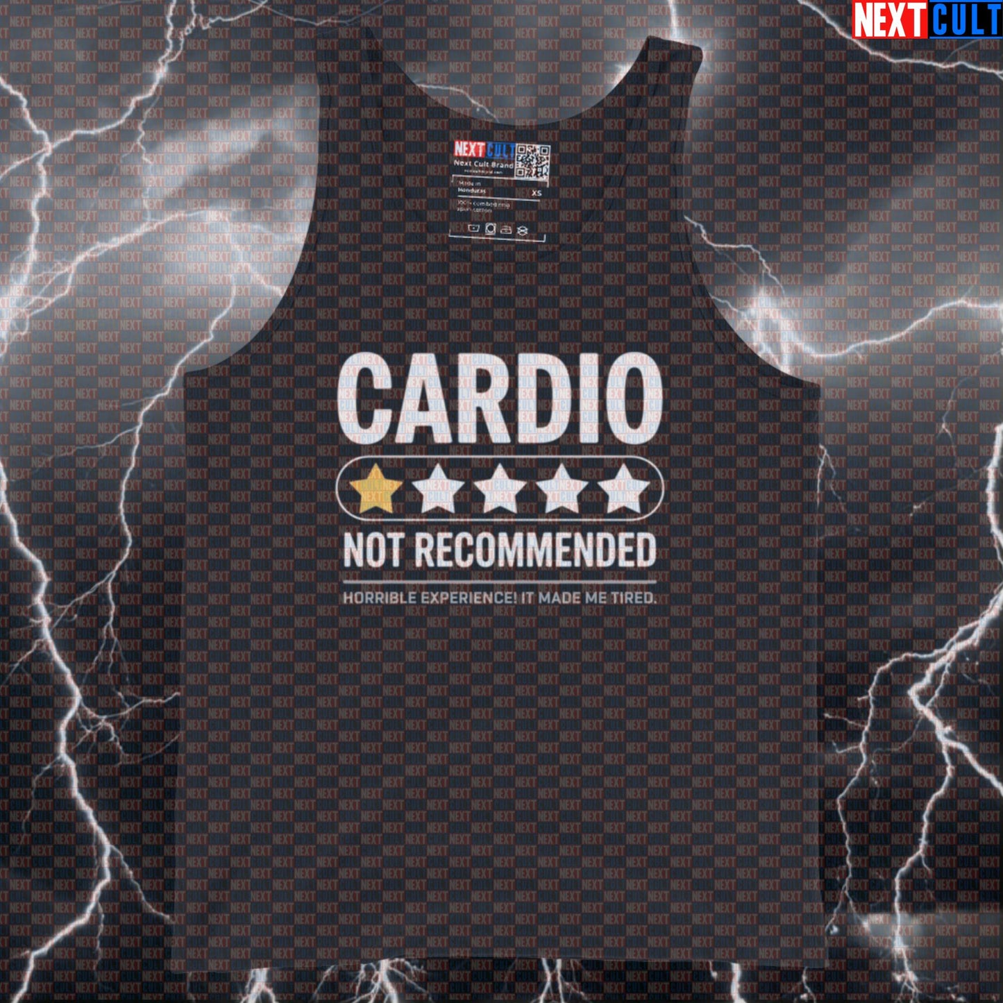 Negative Cardio Review Gym Tank Top | Funny Cardio Sucks Muscle Shirt For Lifters | 1 Star Workout Vest Bodybuilding Cardio Fitness Gym Workout Next Cult Brand