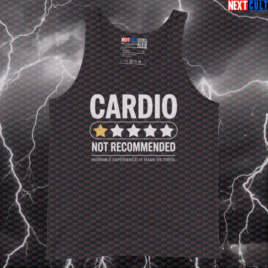 Negative Cardio Review Gym Tank Top | Funny Cardio Sucks Muscle Shirt For Lifters | 1 Star Workout Vest Bodybuilding Cardio Fitness Gym Workout Next Cult Brand