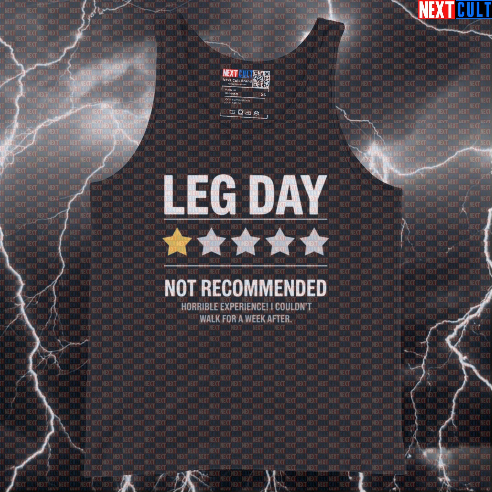 Negative Leg Day Review Gym Tank Top | 1 Star Not Recommended Muscle Shirt For Squats & Deadlifts Bodybuilding Fitness Gym Leg Day Powerlifting Workout Next Cult Brand