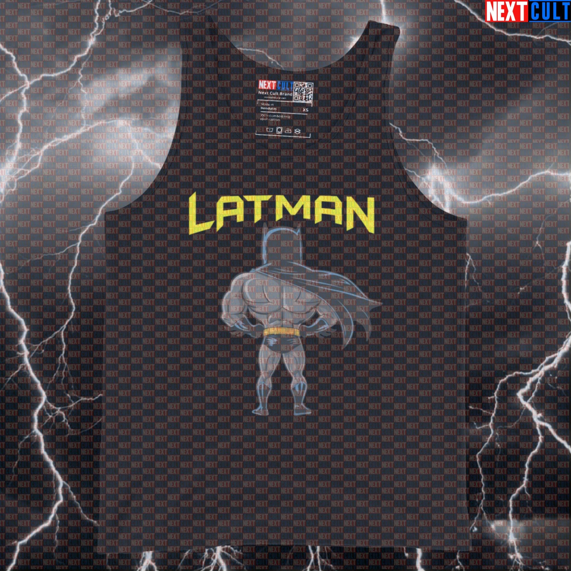 Lat Man Big Back Tank Top - Funny Gym Muscle Shirt for Lifters with Huge Lats - Workout Vest for Back Day Gains Batman Bodybuilding Films Fitness Gym Justice League Superheroes Workout Next Cult Brand