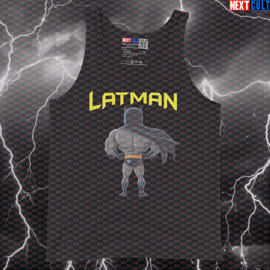 Lat Man Big Back Tank Top - Funny Gym Muscle Shirt for Lifters with Huge Lats - Workout Vest for Back Day Gains Batman Bodybuilding Films Fitness Gym Justice League Superheroes Workout Next Cult Brand