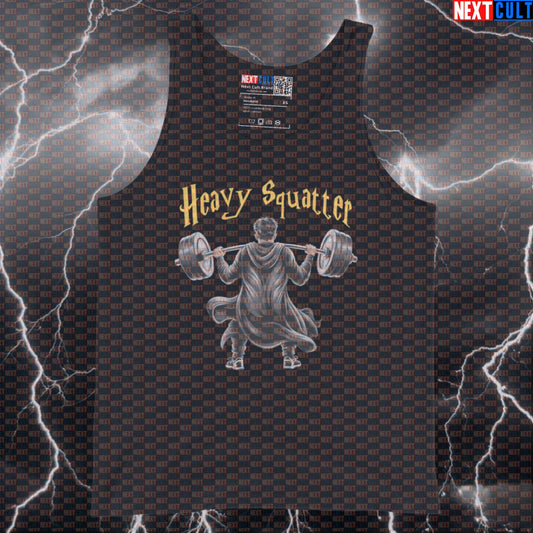 Heavy Squatter Gym Tank Top | Harry Potter Muscle Shirt For Leg Day | Funny Squat Meme Athletic Shirt Bodybuilding Books Films Fitness Gym Harry Potter Leg Day Powerlifting Workout Next Cult Brand