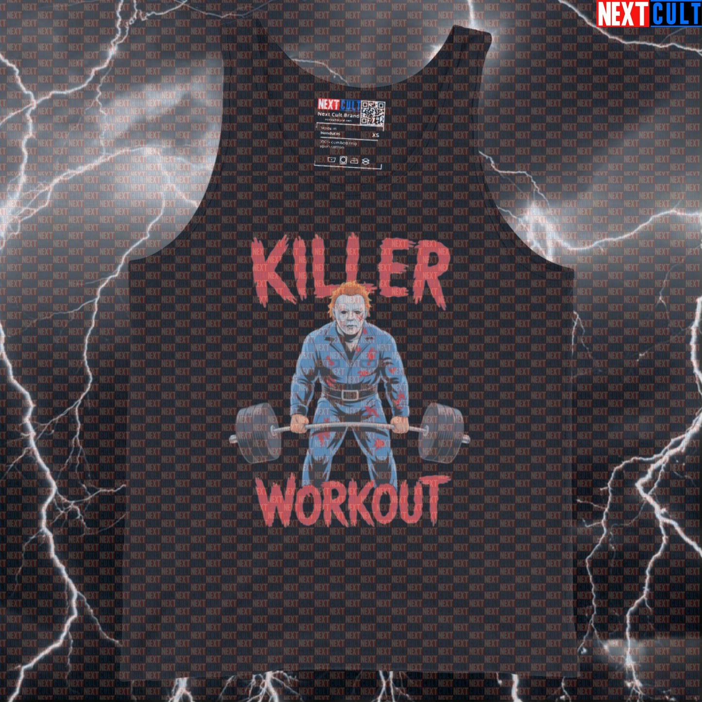 Killer Workout Horror Gym Tank Top | Scary Halloween Fitness Meme Muscle Shirt | Funny Workout Vest Bodybuilding Films Fitness Gym Halloween Powerlifting Workout Next Cult Brand