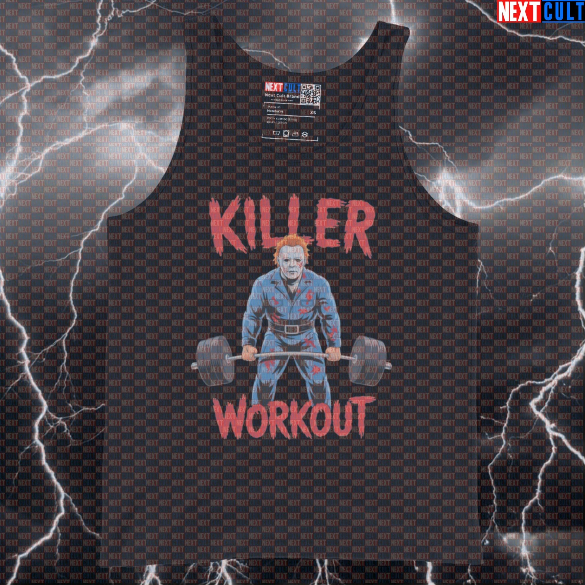 Killer Workout Horror Gym Tank Top | Scary Halloween Fitness Meme Muscle Shirt | Funny Workout Vest Bodybuilding Films Fitness Gym Halloween Powerlifting Workout Next Cult Brand