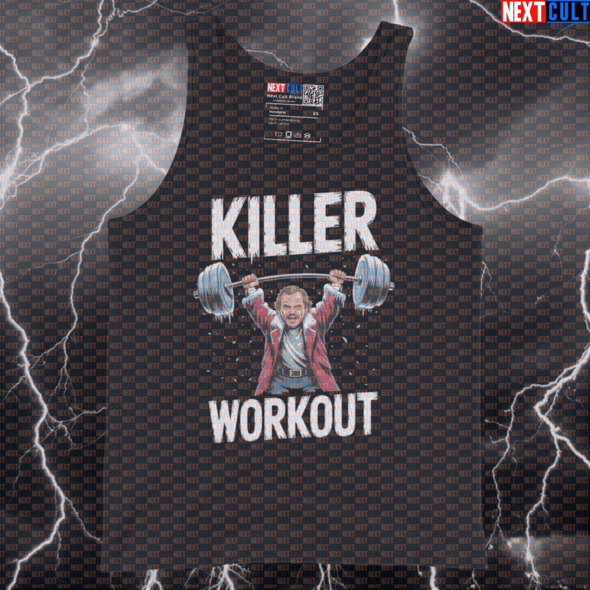 Killer Workout Horror Gym Tank Top | Scary The Shining Pumpkin Muscle Shirt | Funny Halloween Fitness Vest Films Fitness Gym Halloween Powerlifting Workout Next Cult Brand