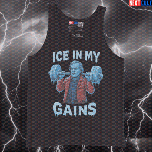 Ice In My Gains The Shining Gym Tank Top | Funny Bodybuilding Muscle Shirt Films Fitness Gym Halloween Powerlifting Workout Next Cult Brand