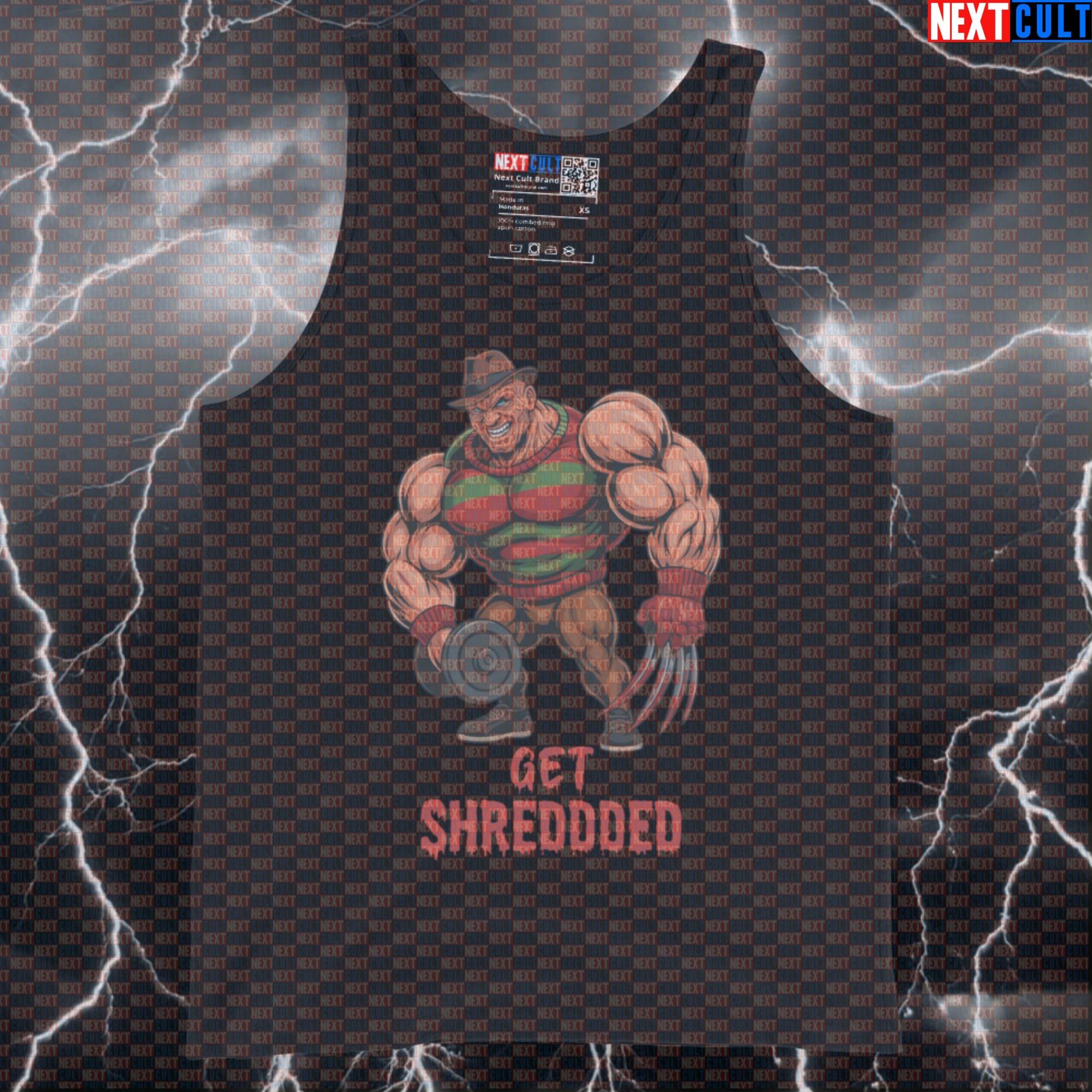 Get Shredded Freddy Krueger Funny Gym Tank Top | Horror Meme Workout Vest Bodybuilding Films Fitness Gym Halloween Workout Next Cult Brand