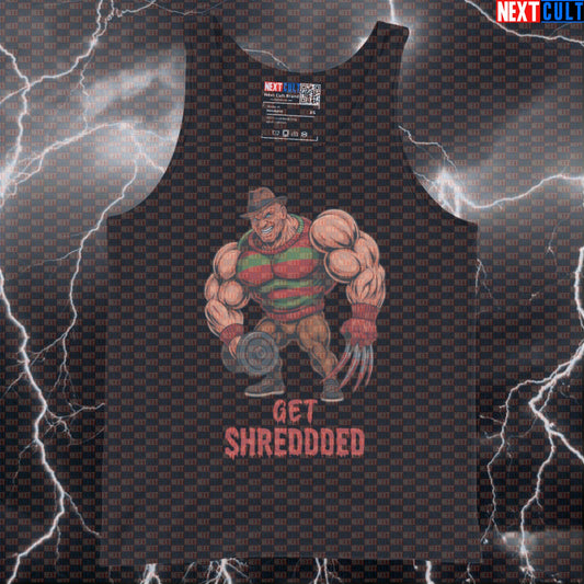 Get Shredded Freddy Krueger Funny Gym Tank Top | Horror Meme Workout Vest Bodybuilding Films Fitness Gym Halloween Workout Next Cult Brand