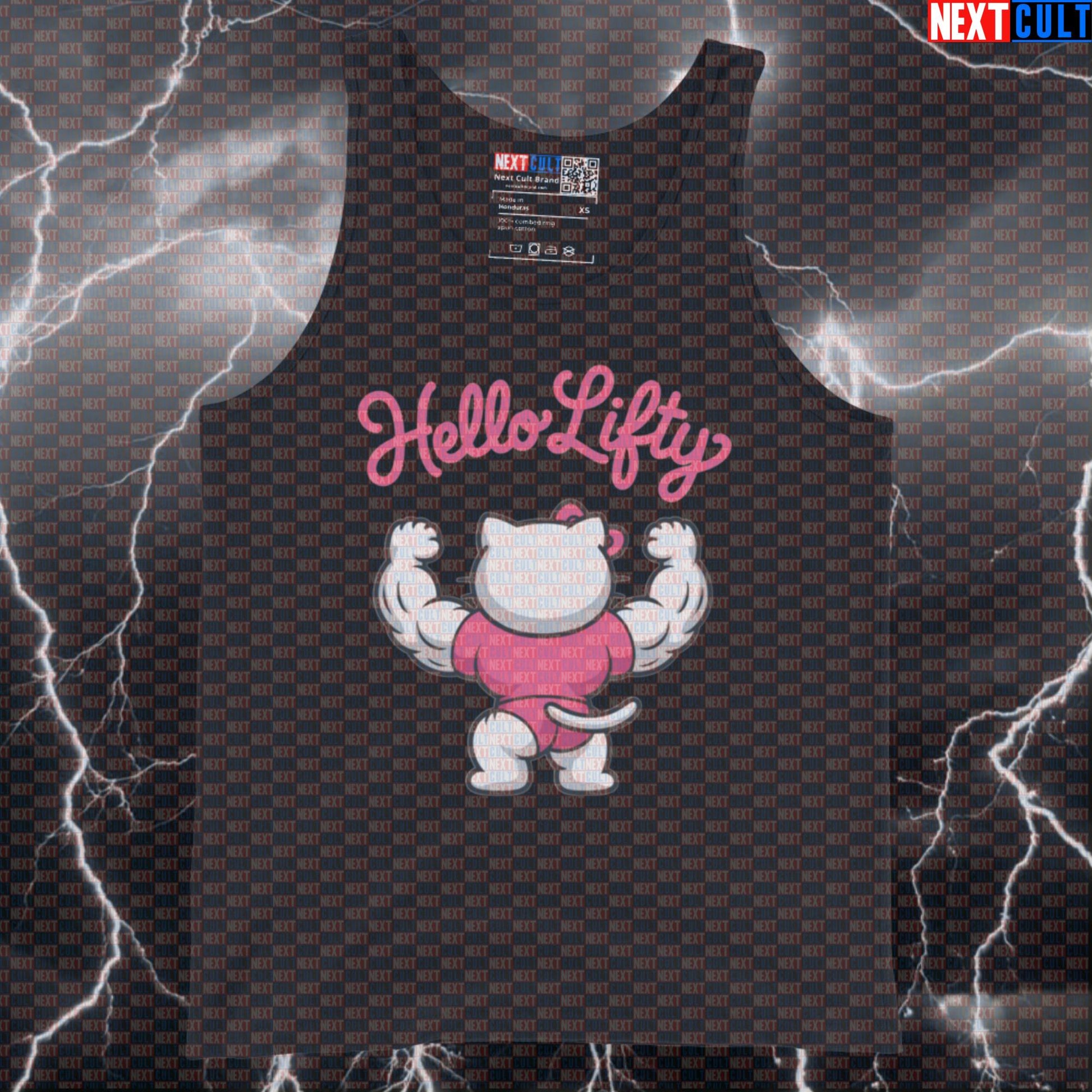 Hello Lifty Funny Gym Tank Top | Cute Muscle Shirt For Lifters & Gym Cats | Fitness Meme Athletic Shirt Bodybuilding Fitness Gym TV Workout Next Cult Brand