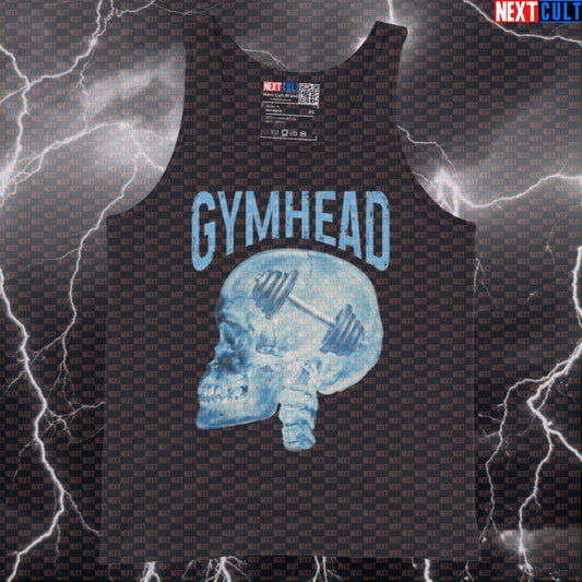 Gymhead Funny Gym Tank Top | Lifting Is On My Mind Muscle Shirt | Skull Design Workout Vest Bodybuilding Fitness Gym Powerlifting Workout Next Cult Brand
