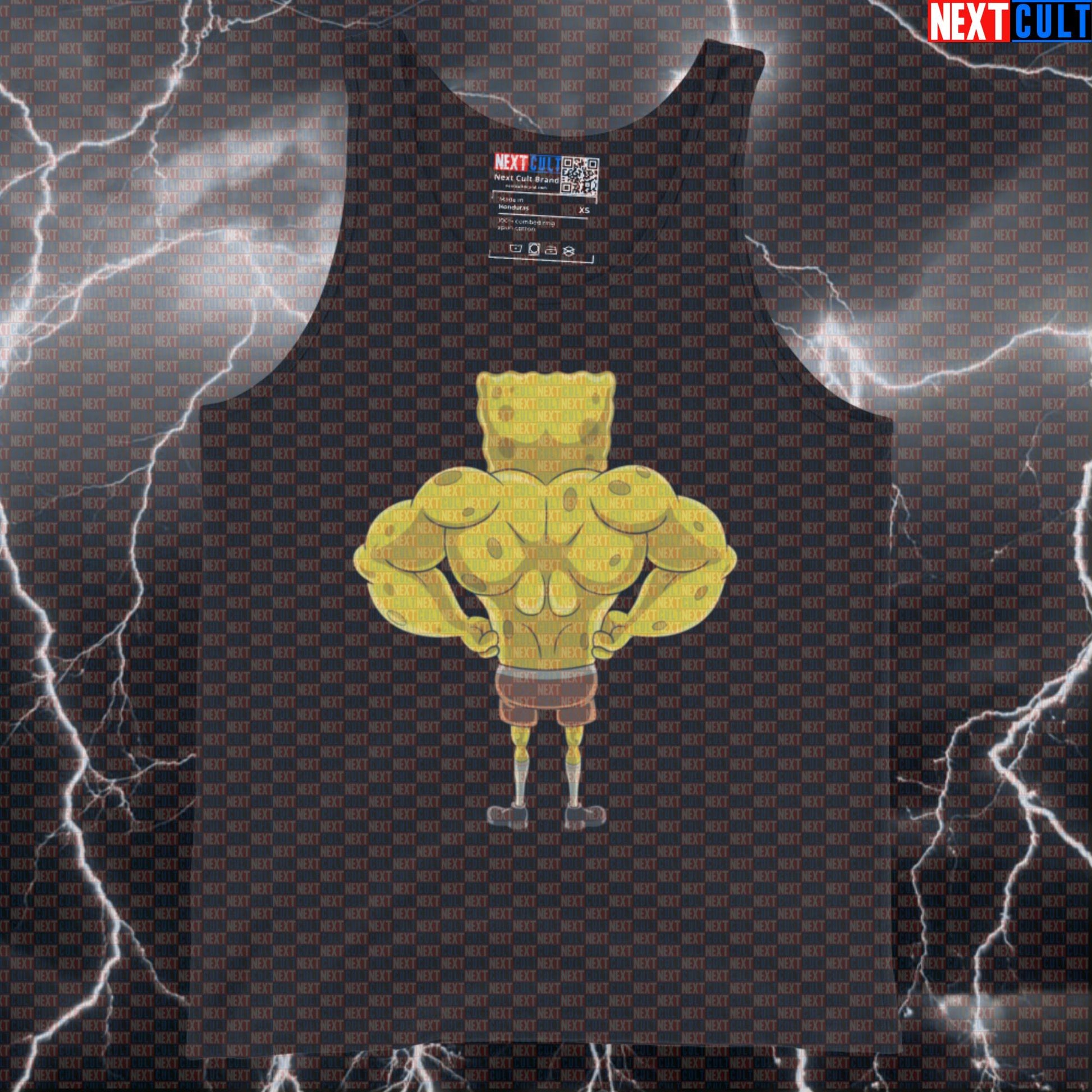 Big Back Gym Tank Top | SpongeBob Muscle Shirt For Bodybuilders | Funny Back Day Workout Vest Tank Tops Bodybuilding Fitness Gym SpongeBob TV Workout Next Cult Brand