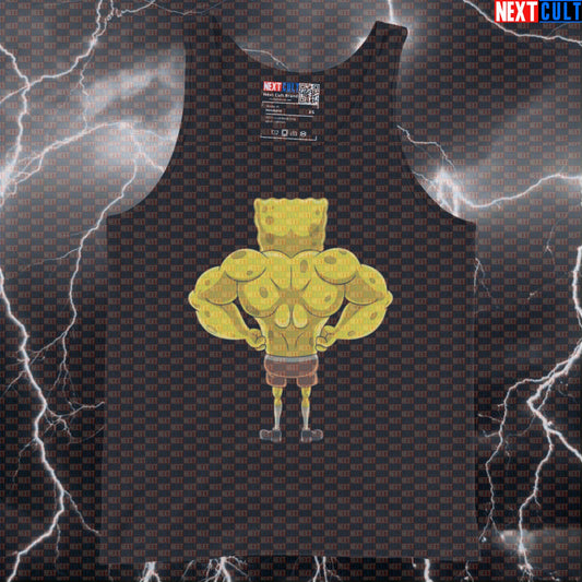 Big Back Gym Tank Top | SpongeBob Muscle Shirt For Bodybuilders | Funny Back Day Workout Vest Tank Tops Bodybuilding Fitness Gym SpongeBob TV Workout Next Cult Brand
