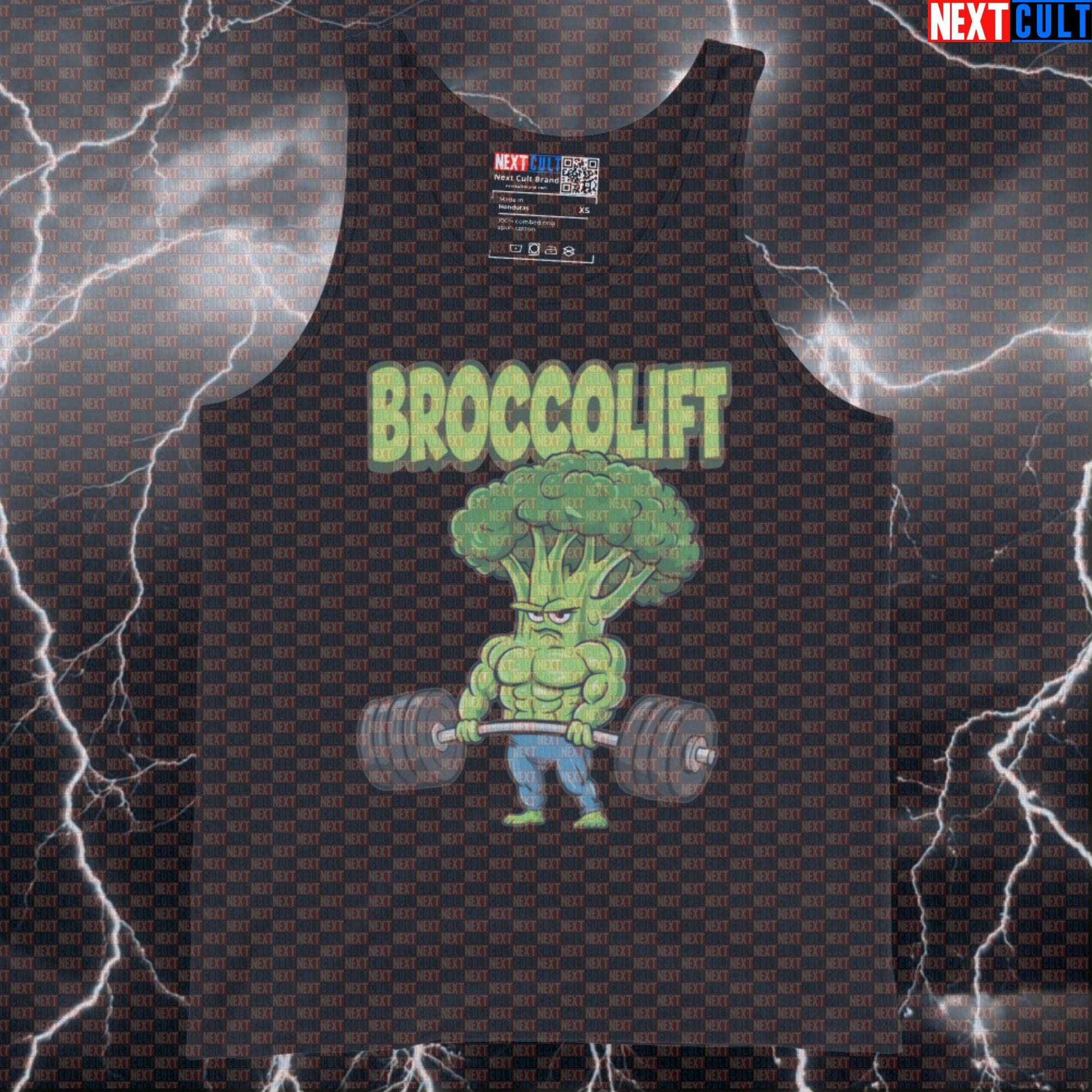 Broccolift Funny Gym Tank Top | Eat Broccoli Lift Muscle Shirt For Fitness Gains | Workout Meme Vest Tank Tops Bodybuilding Fast Food Fitness Gym Leg Day Powerlifting Workout Next Cult Brand