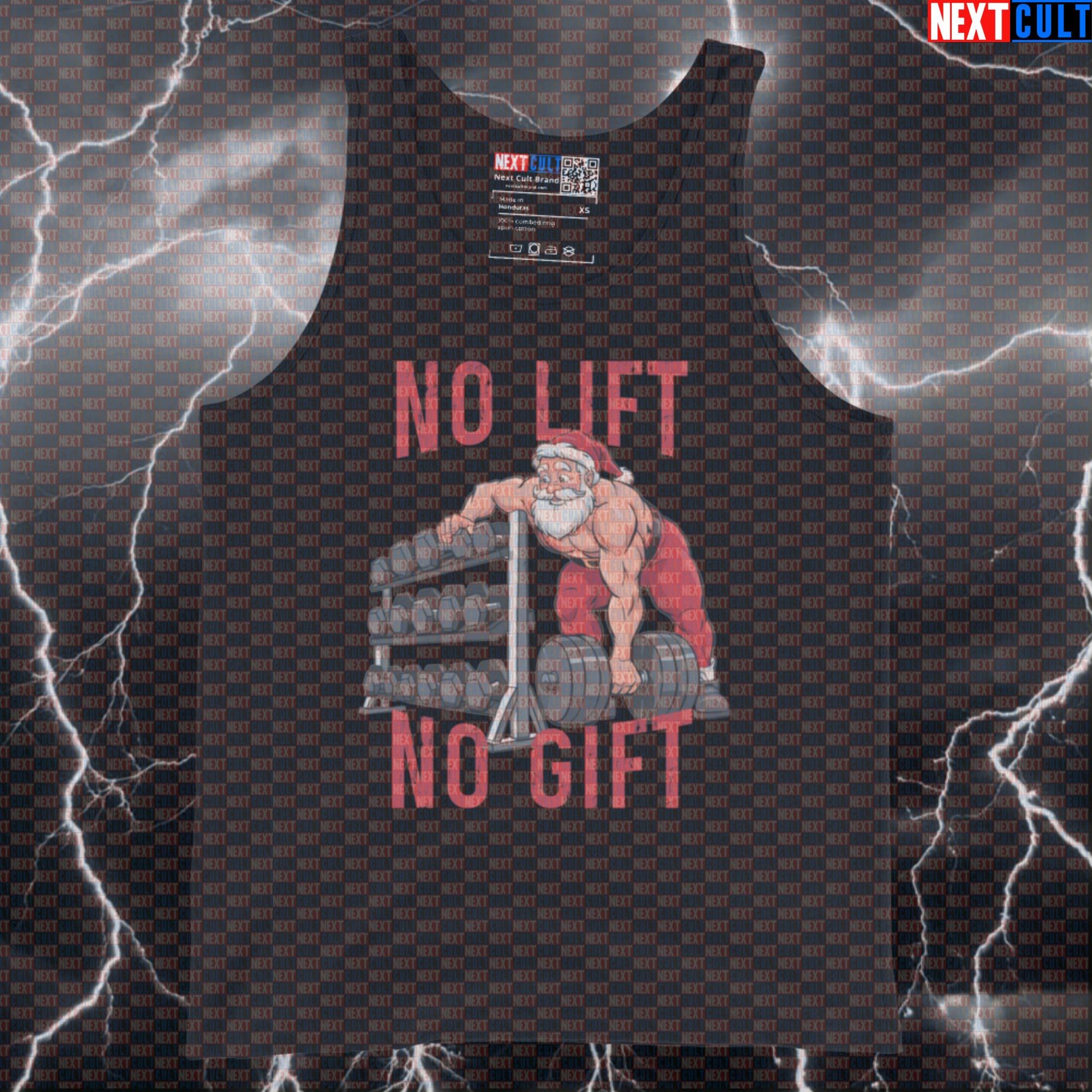 No Lift No Gift Funny Christmas Gym Tank Top | Festive Muscle Shirt For Lifters | Liftmas Meme Athletic Shirt Bodybuilding Christmas Fitness Gym Workout Next Cult Brand