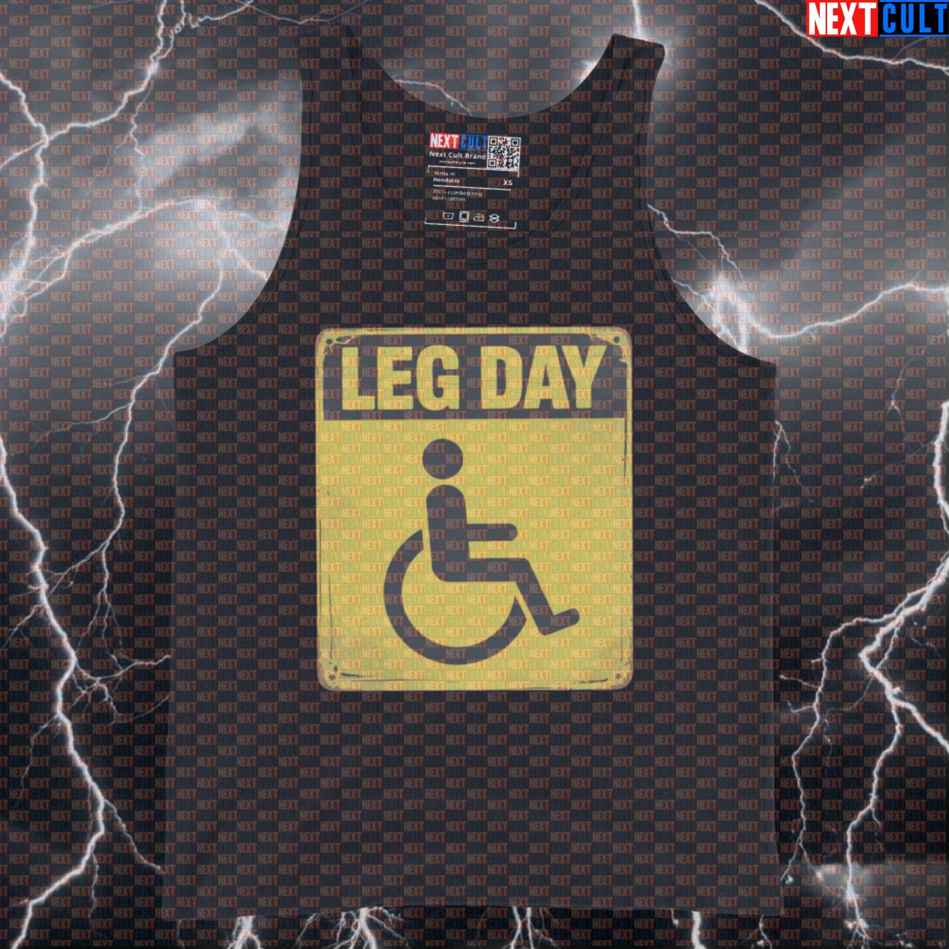 Funny Leg Day Gym Tank Top | Muscle Shirt For Squat Lovers & Leg Workout Enthusiasts | Fitness Meme Vest Tank Tops Bodybuilding Fitness Gym Leg Day Powerlifting Workout Next Cult Brand